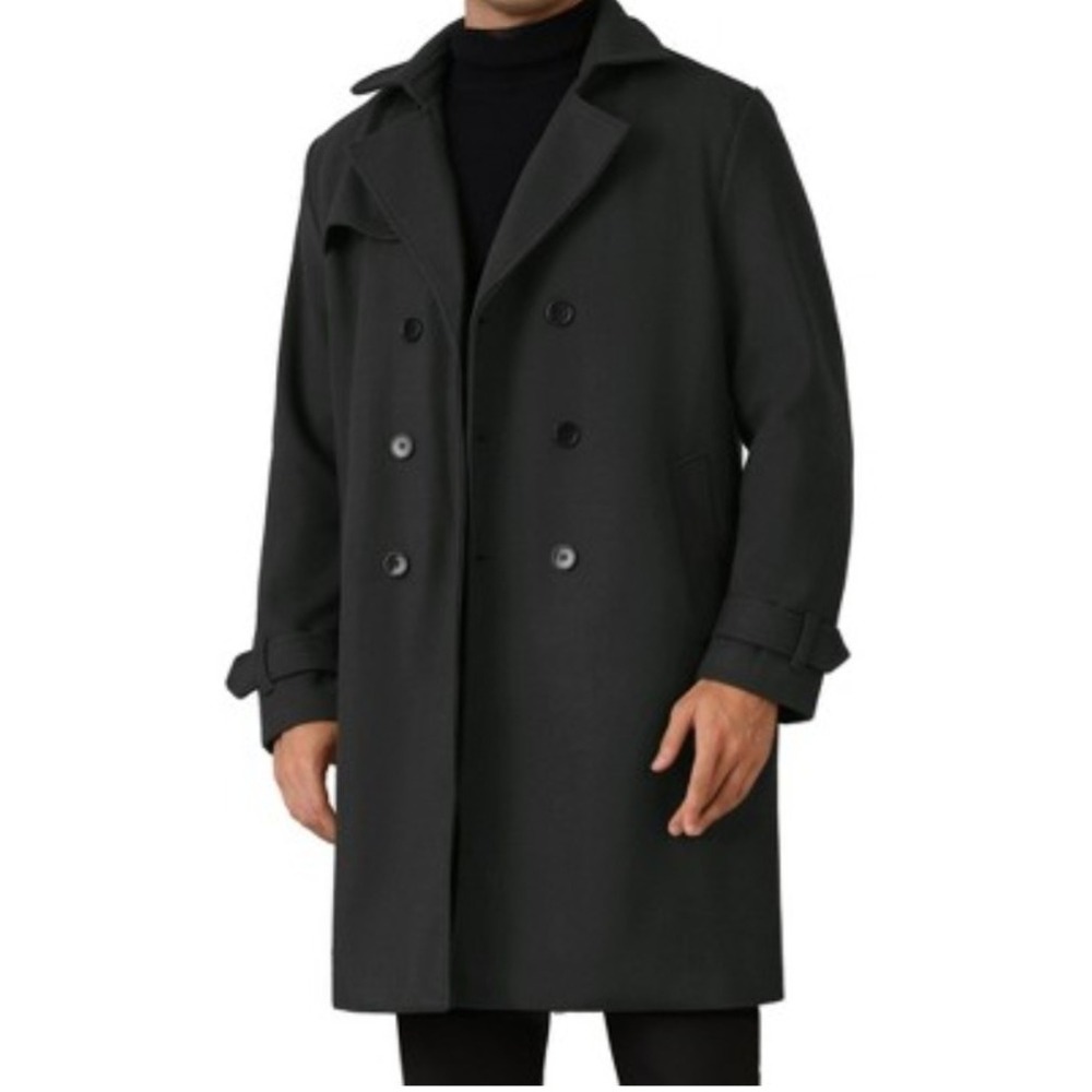 Lars Amadeus Men's Winter Overcoat Slim Fit Notched Lapel Single Breasted Long S